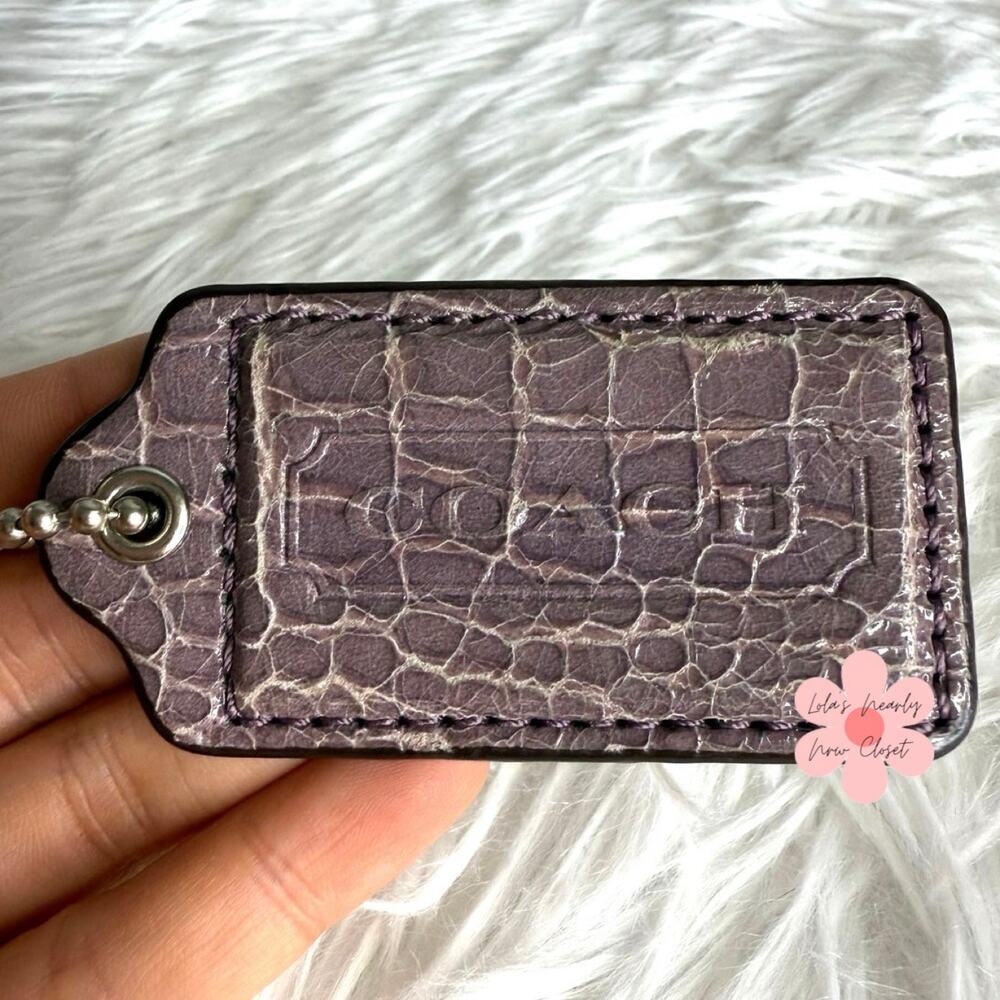 3" COACH Purple Texture Fob Bag Charm Hang tag Hangtag